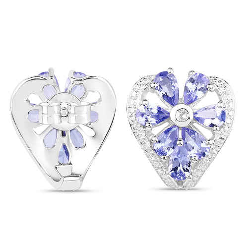 2.97 Carat Genuine Tanzanite &amp; White Topaz .925 Sterling Silver Earrings