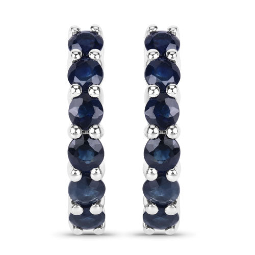 1.32 Carat Genuine Blue Sapphire .925 Sterling Silver Earrings