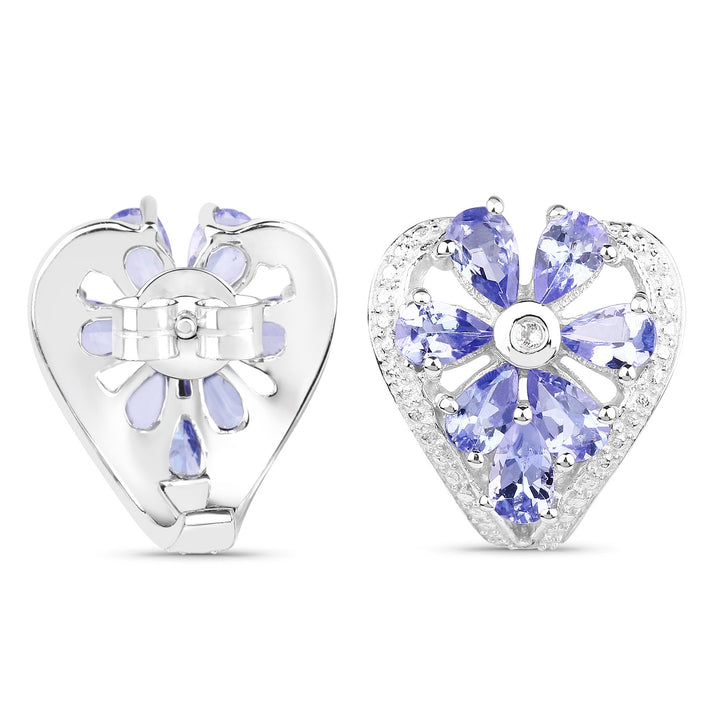 2.97 Carat Genuine Tanzanite &amp; White Topaz .925 Sterling Silver Earrings
