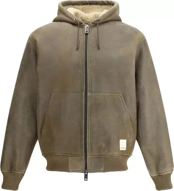 Brown hoodie with a zipper on a white background