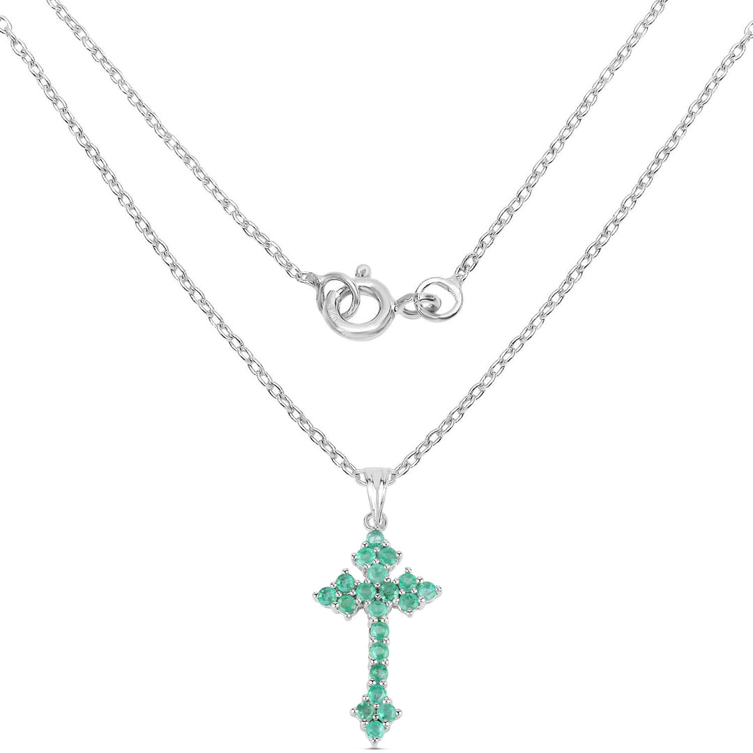 2.00 Carat Genuine Zambian Emerald .925 Sterling Silver Pendant