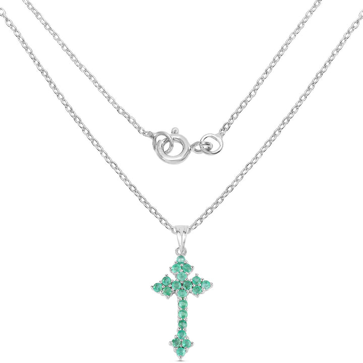 2.00 Carat Genuine Zambian Emerald .925 Sterling Silver Pendant