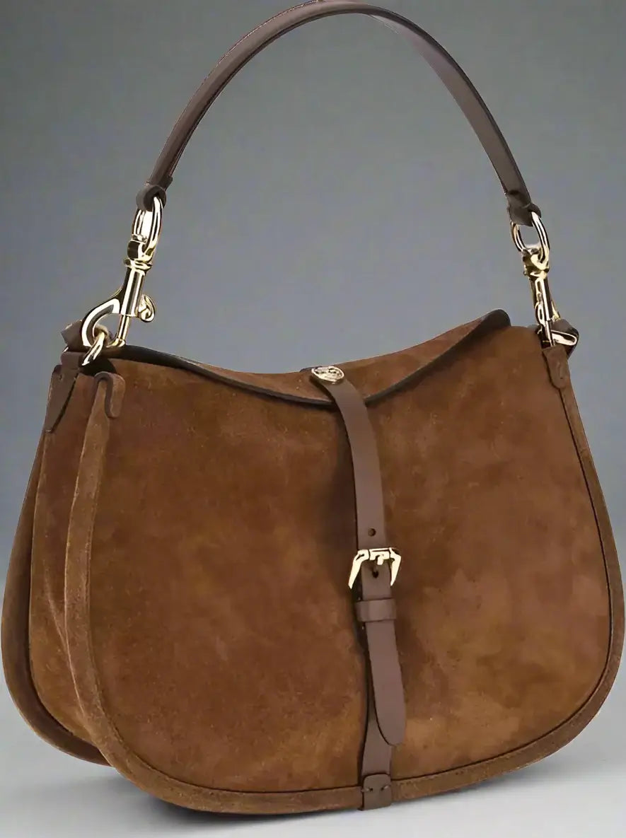 ETRO women's brown leather Suede Pony Shoulder Bag