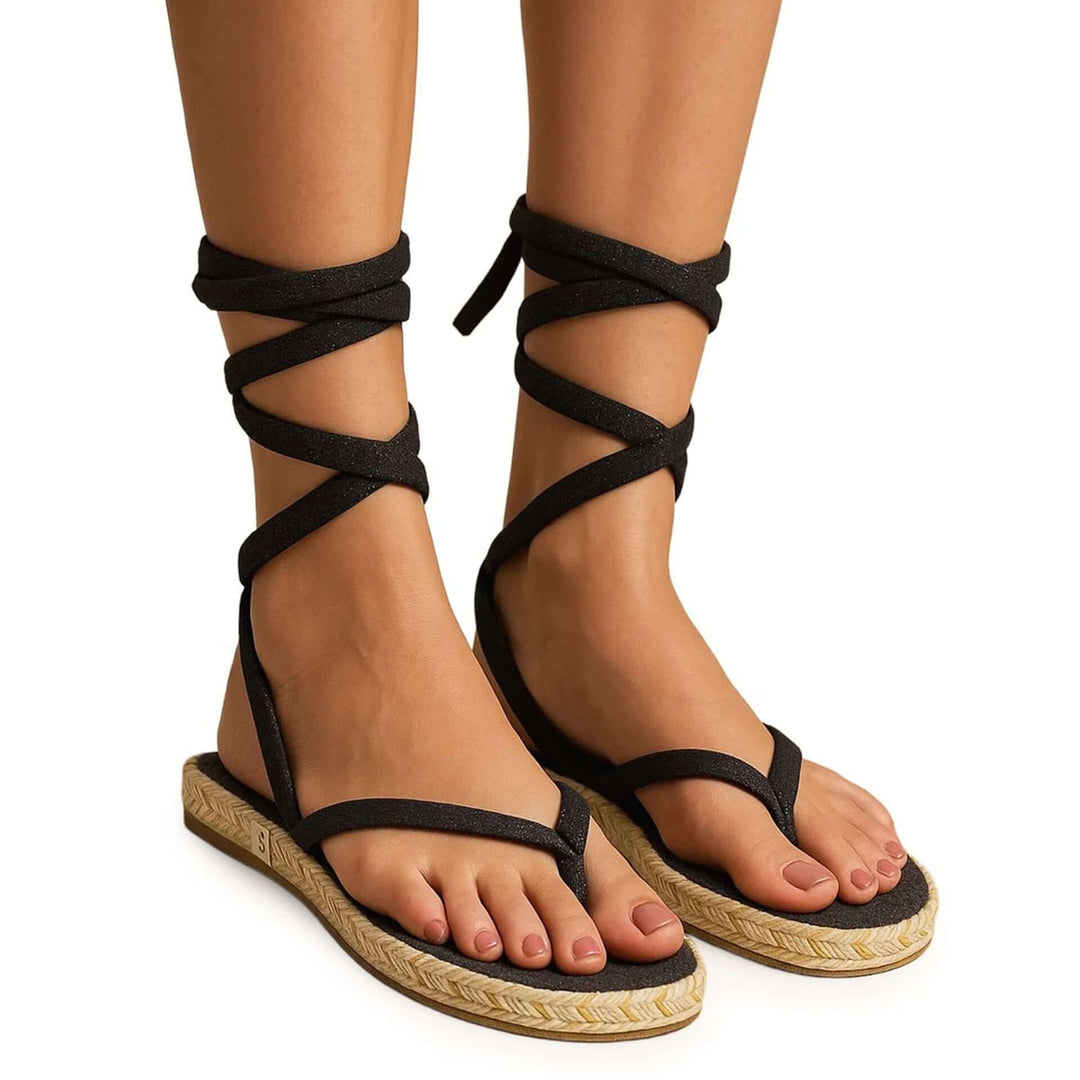 Nalho women's black calf strap open toe Sandals
