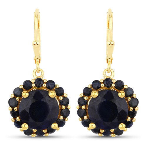 11.37 Carat Dyed Sapphire and Blue Sapphire .925 Sterling Silver Earrings