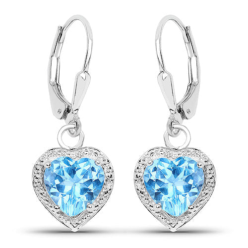 4.20 Carat Genuine Swiss Blue Topaz .925 Sterling Silver Earrings