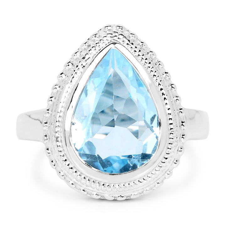5.30 Carat Genuine Blue Topaz .925 Sterling Silver Ring