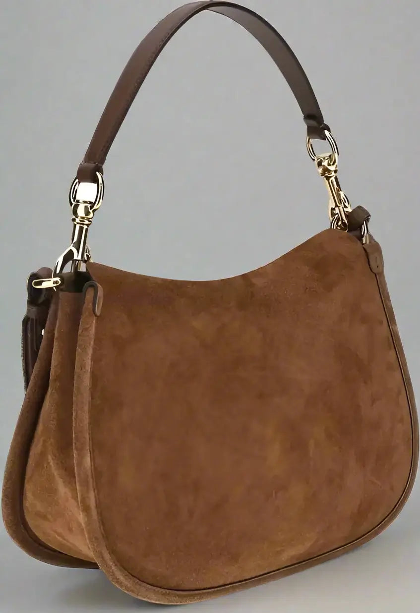 ETRO women's brown leather Suede Pony Shoulder Bag