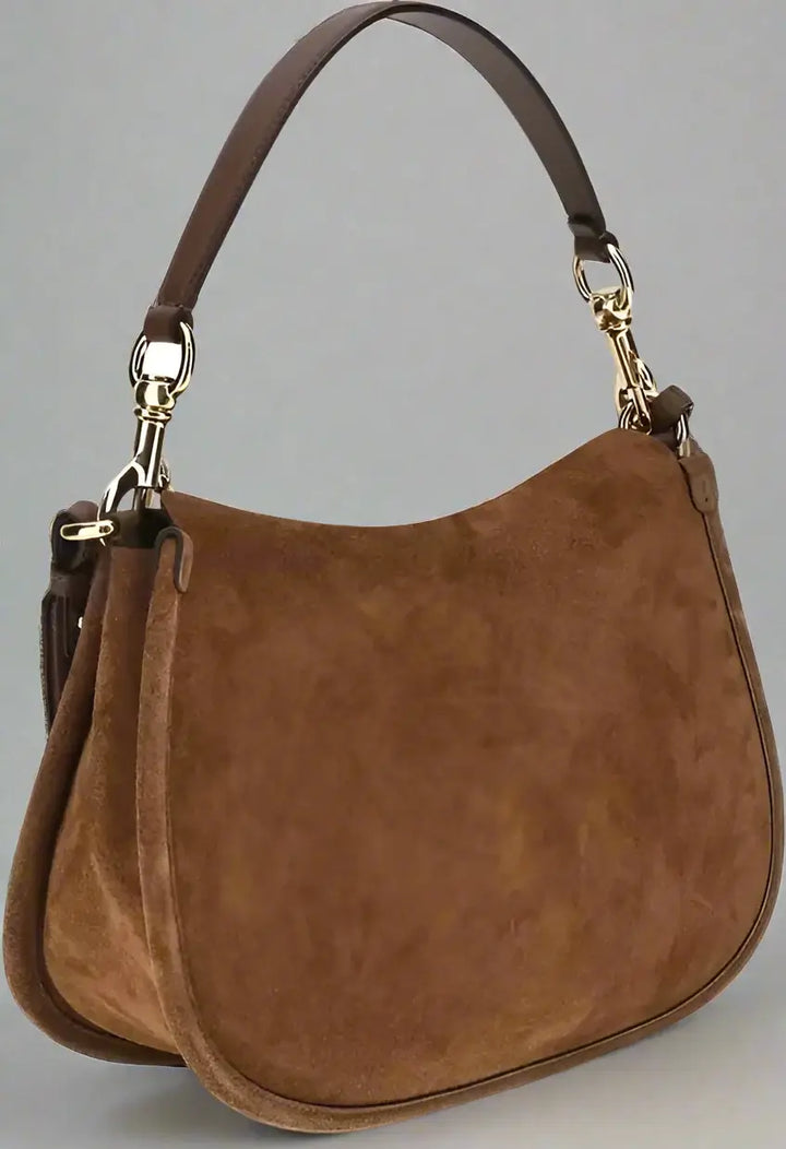 ETRO women's brown leather Suede Pony Shoulder Bag