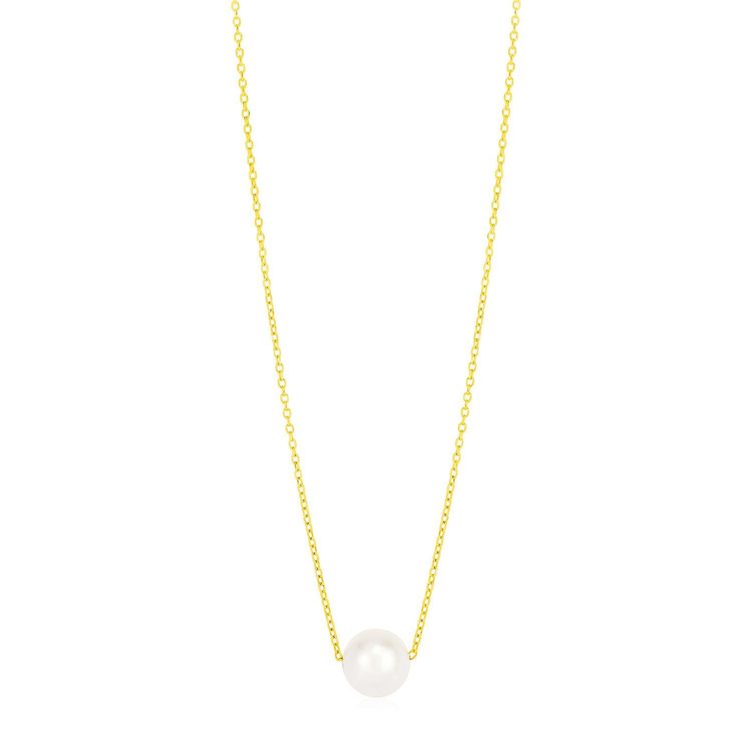14k Yellow Gold Pearl Solitaire Necklace