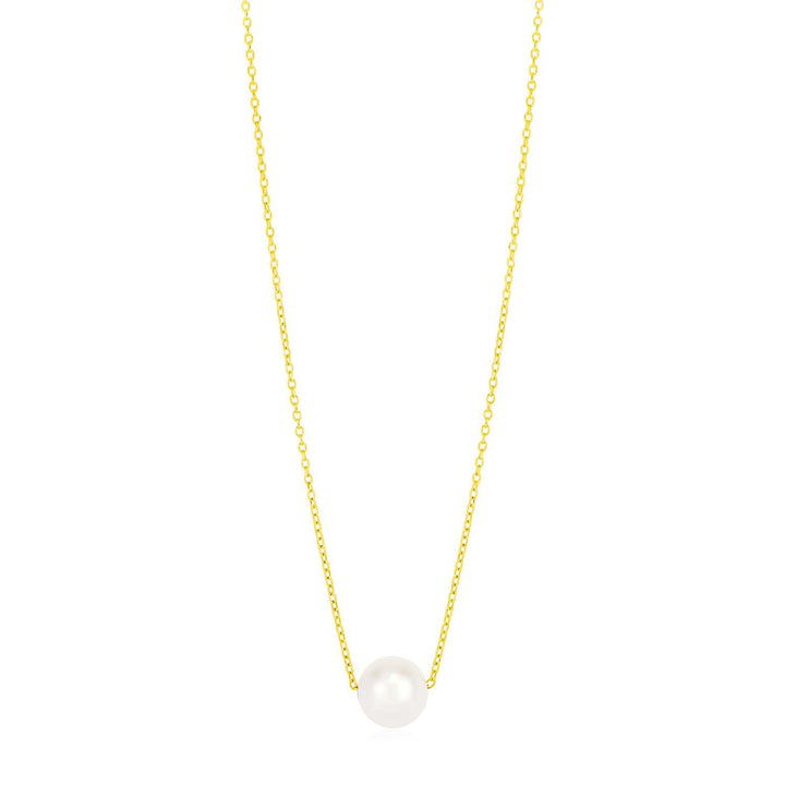 14k Yellow Gold Pearl Solitaire Necklace