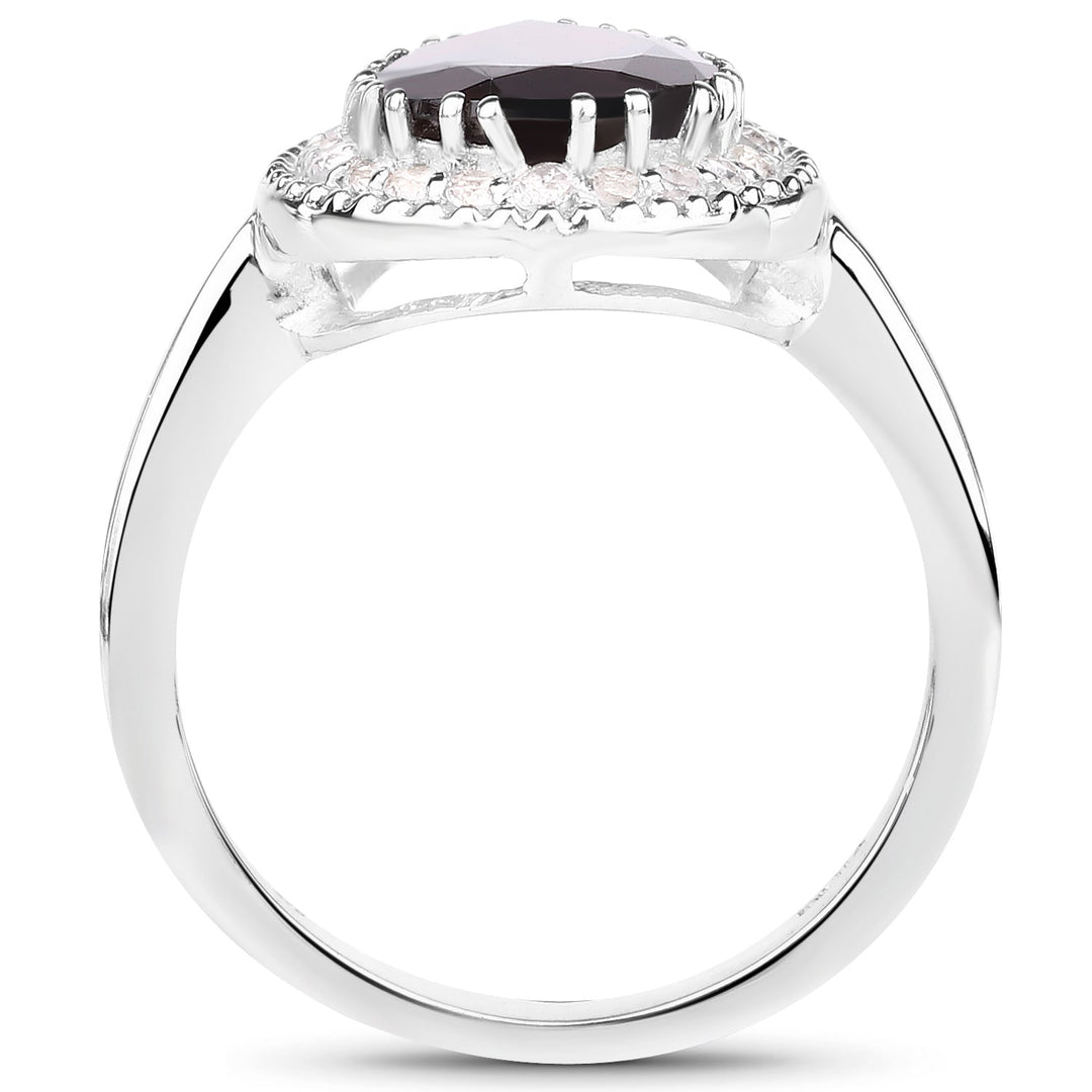 3.94 Carat Genuine Garnet &amp; White Topaz .925 Sterling Silver Ring