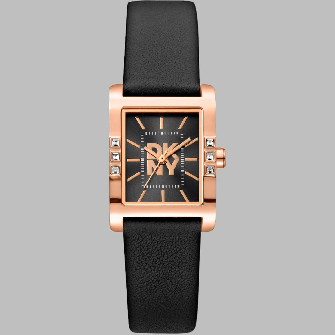 DKNY women's black dial gold bezel faux jewel Watches