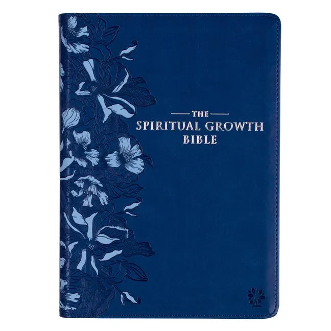 The Spiritual Growth Bible, Study Bible, NLT - New Living Translation Holy Bible, Faux Leather, Navy - Leather
