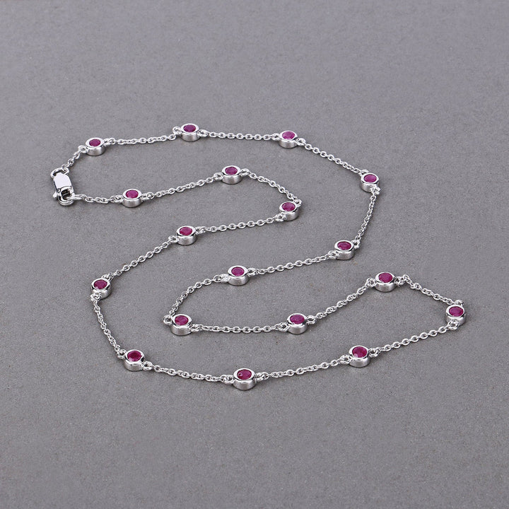 2.34 Carat Genuine Ruby .925 Sterling Silver Necklace