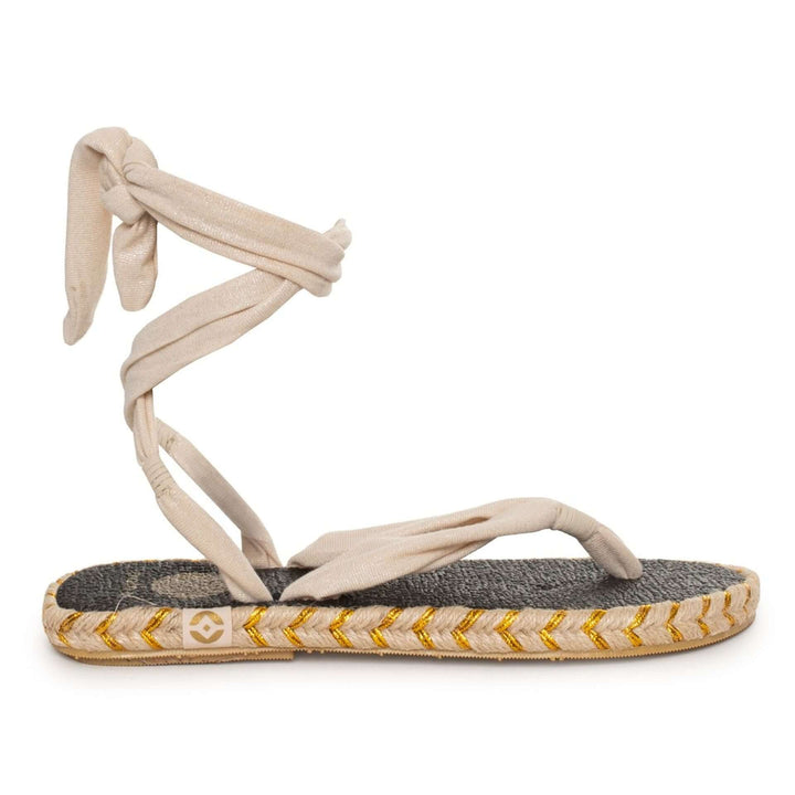 Nalho women's beige calf strap open toe Thong Sandals