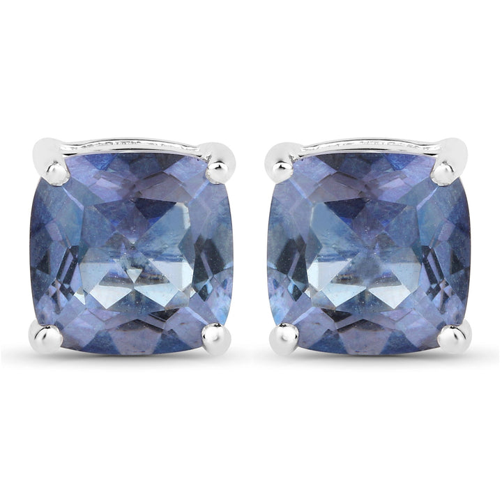 4.20cttw Royal Blue Mystic Quartz .925 Sterling Silver Earrings