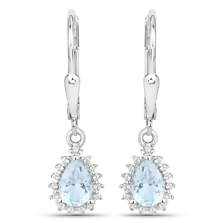 2.00 Carat Genuine Blue Topaz and White Topaz .925 Sterling Silver Jewelry Set