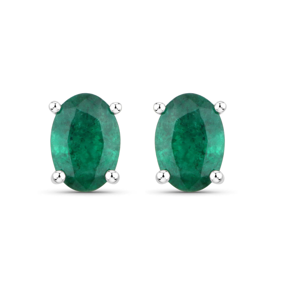 1.44 Carat Genuine Zambian Emerald 14K White Gold Earrings