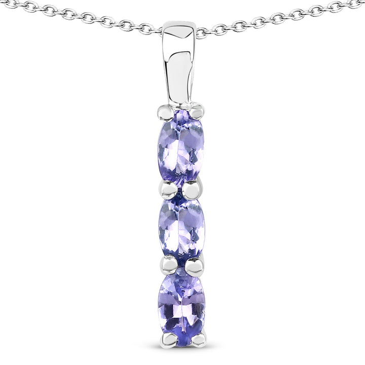 0.75 Carat Genuine Tanzanite .925 Sterling Silver Pendant