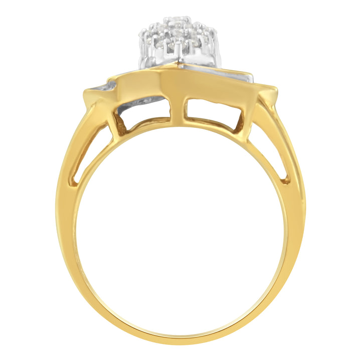10K Yellow Gold Diamond Cluster Ring (3/4 Cttw, J-K Color, I2-I3 Clarity) - Size 6
