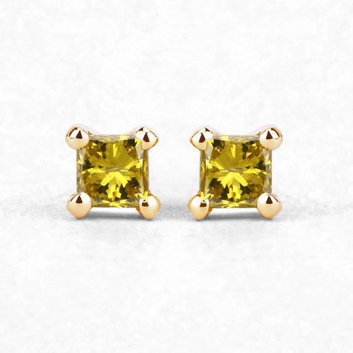0.25 Carat Genuine Yellow Diamond 14K Yellow Gold Earrings (SI1-SI2)