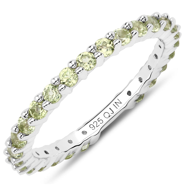 0.91 Carat Genuine Peridot .925 Sterling Silver Ring
