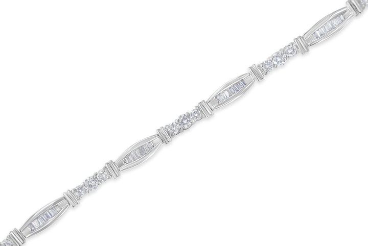 10K White Gold Geometric Pattern Diamond Tennis Bracelet (3 cttw, H-I Color, SI2-I1 Clarity)