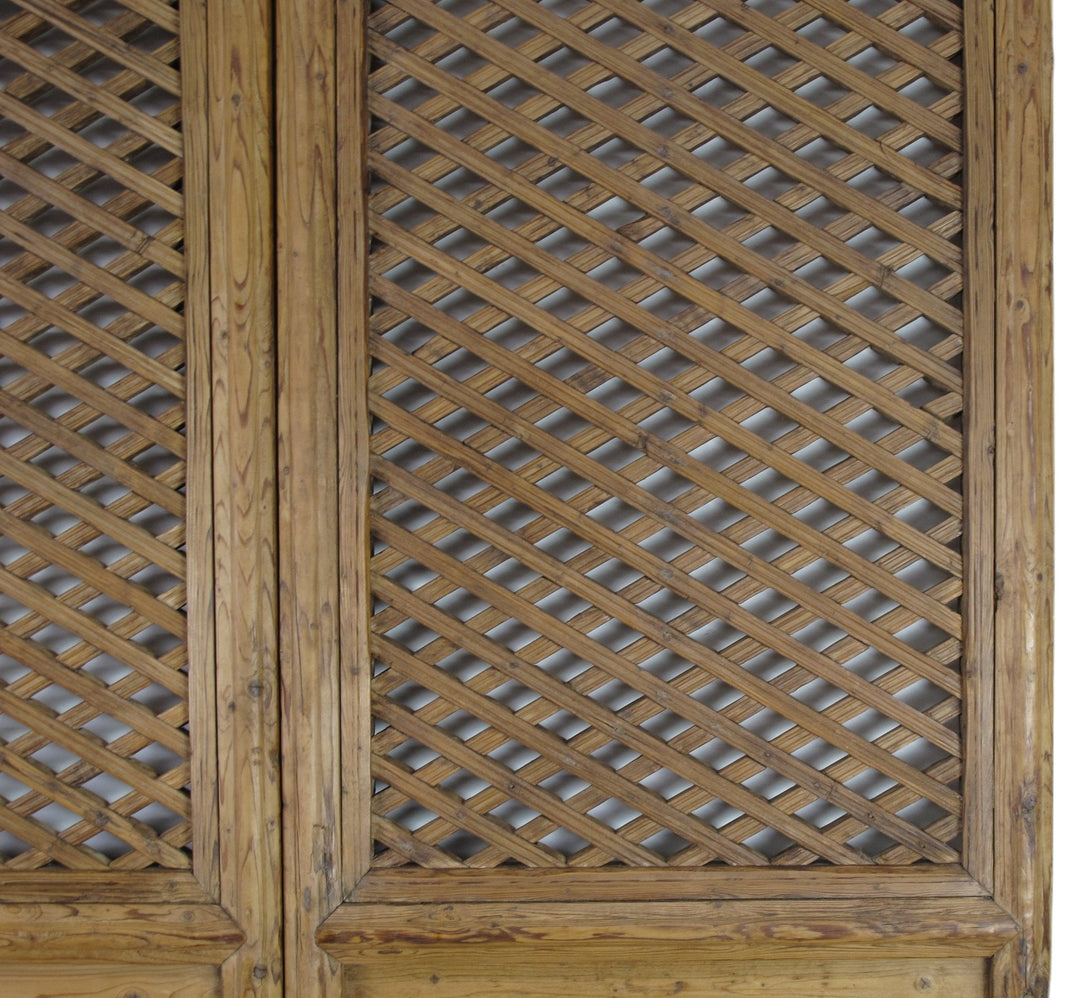 Early 20 Century Antique Chinese Screen Door - A Set of Lattice Screen Panels