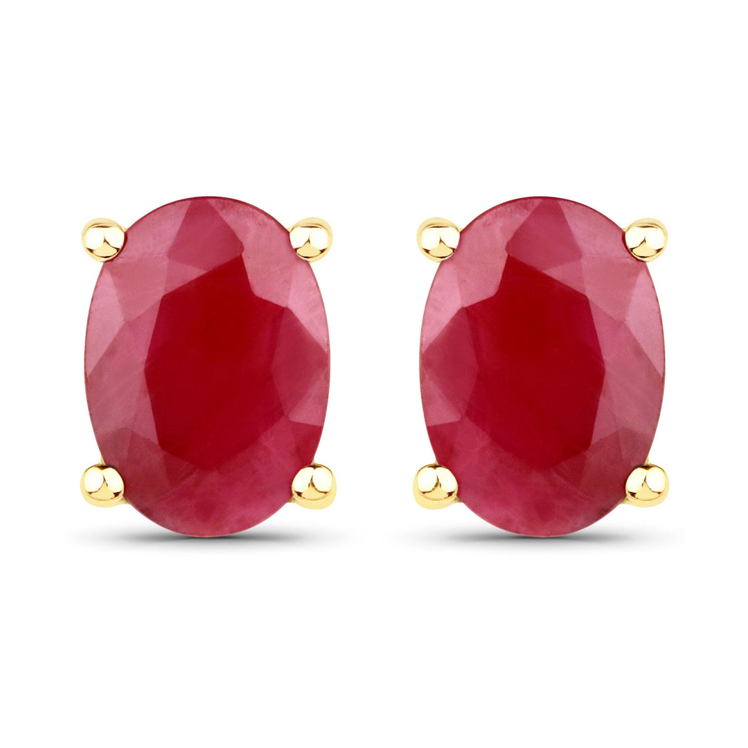 1.70 Carat Genuine Ruby 14K Yellow Gold Earrings