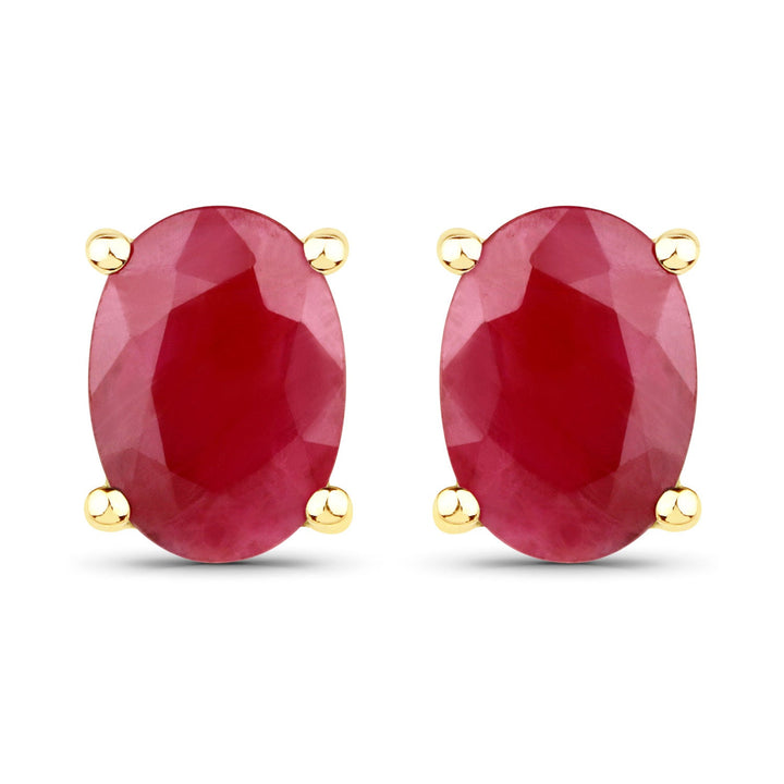1.70 Carat Genuine Ruby 14K Yellow Gold Earrings
