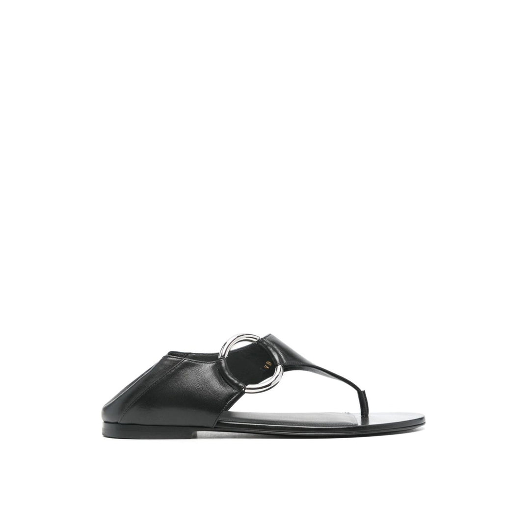 Saint Laurent Ring Leather Flat Sandals Women