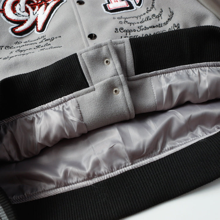 AC Milan Off-White Gray Varsity Wool Jacket