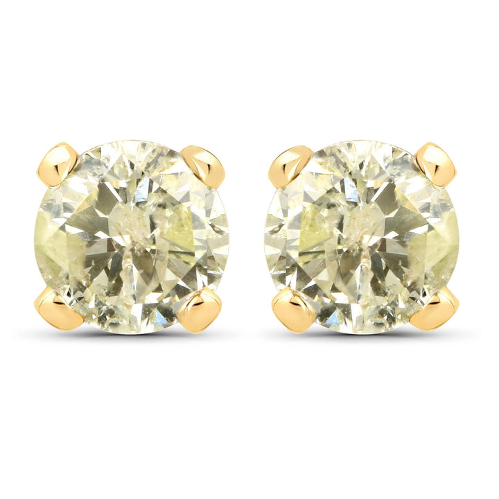 1.02 Carat Genuine LB Diamond 14K Yellow Gold Earrings