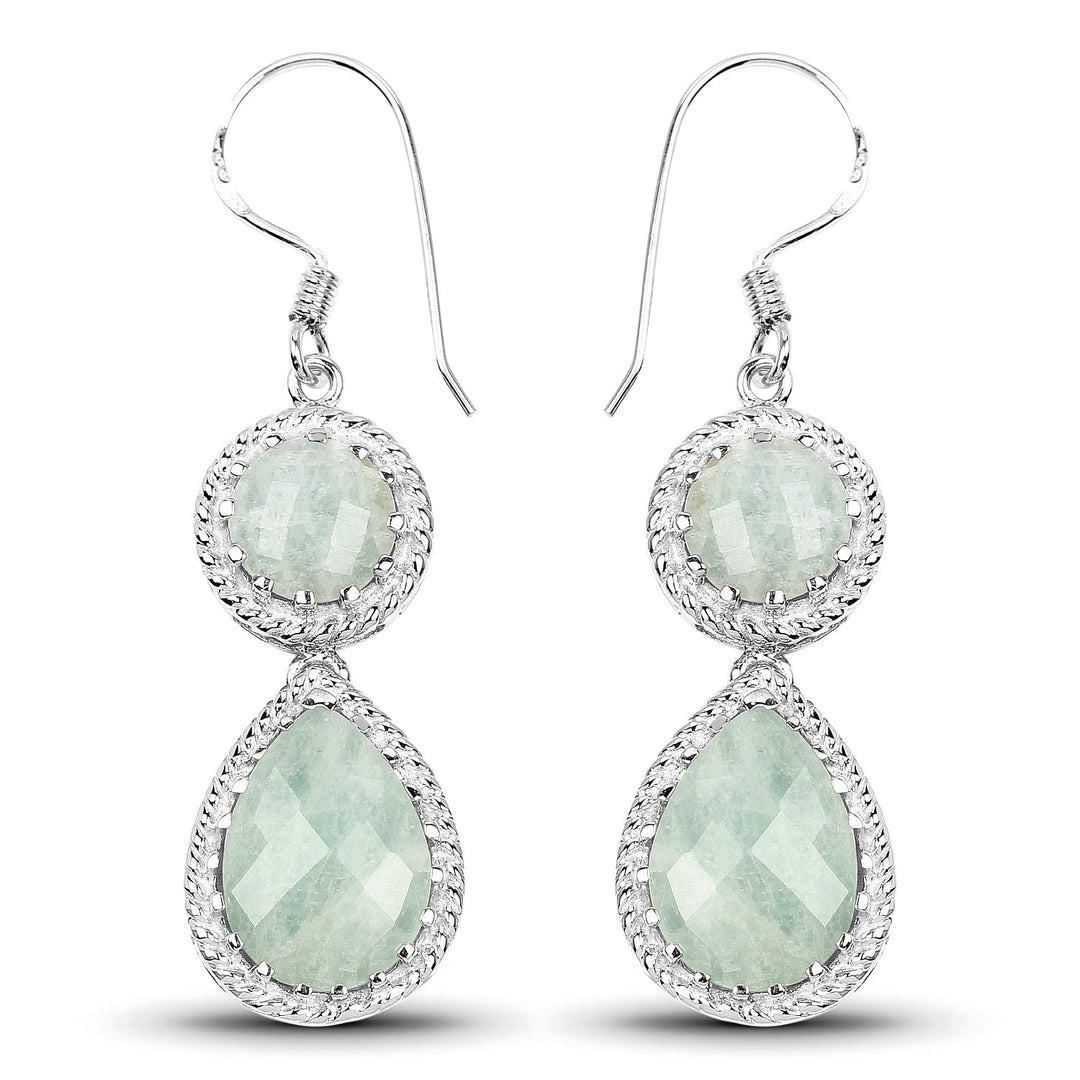 11.82 Carat Genuine Aquamarine .925 Sterling Silver Earrings