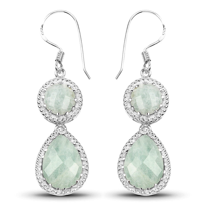 11.82 Carat Genuine Aquamarine .925 Sterling Silver Earrings