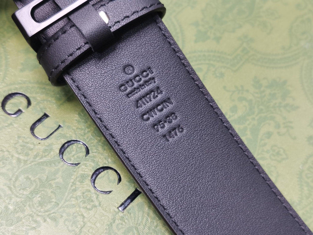 GUCCI Embellished coated-canvas and leather belt &