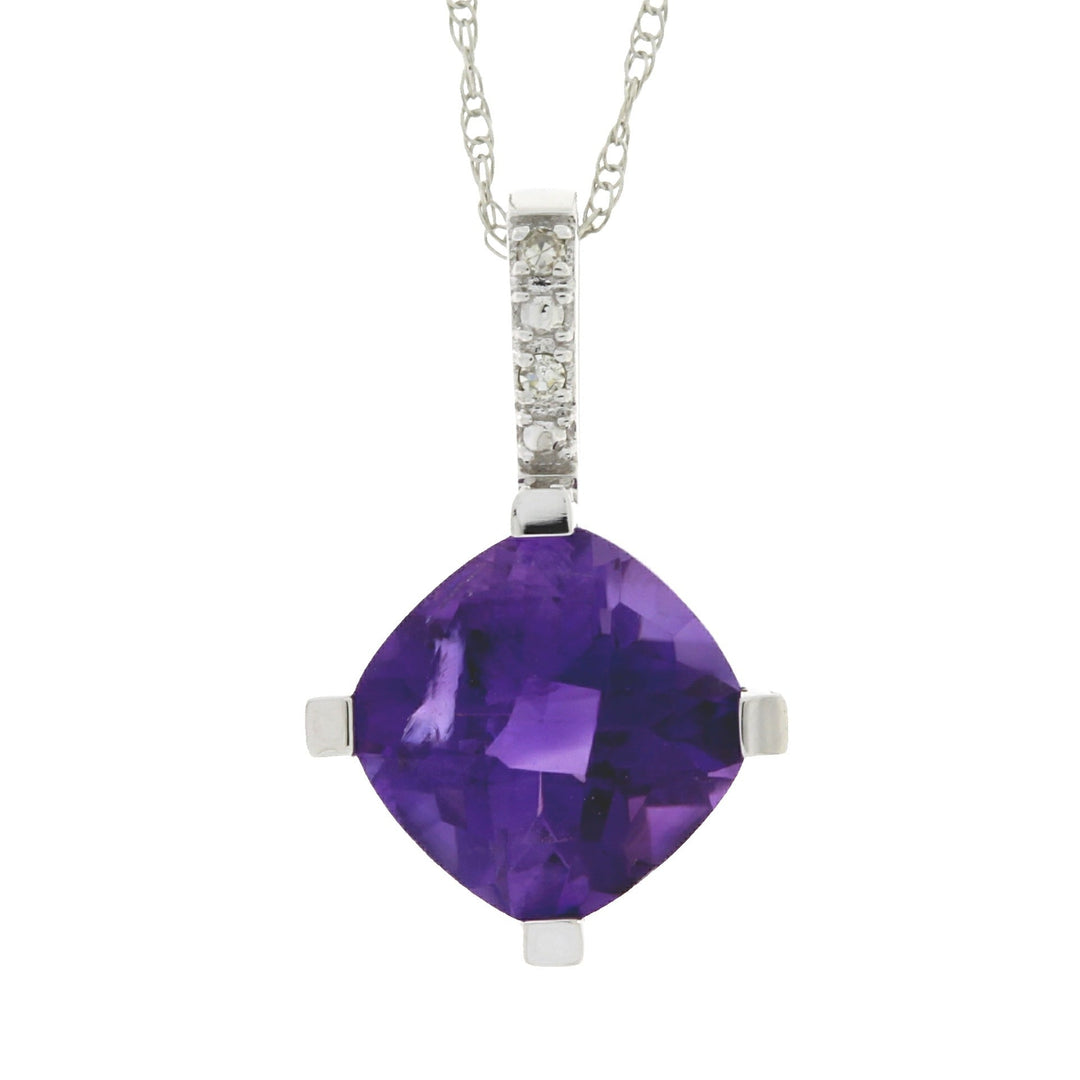Amethyst Diamond Fashion Pendants 10KT White Gold