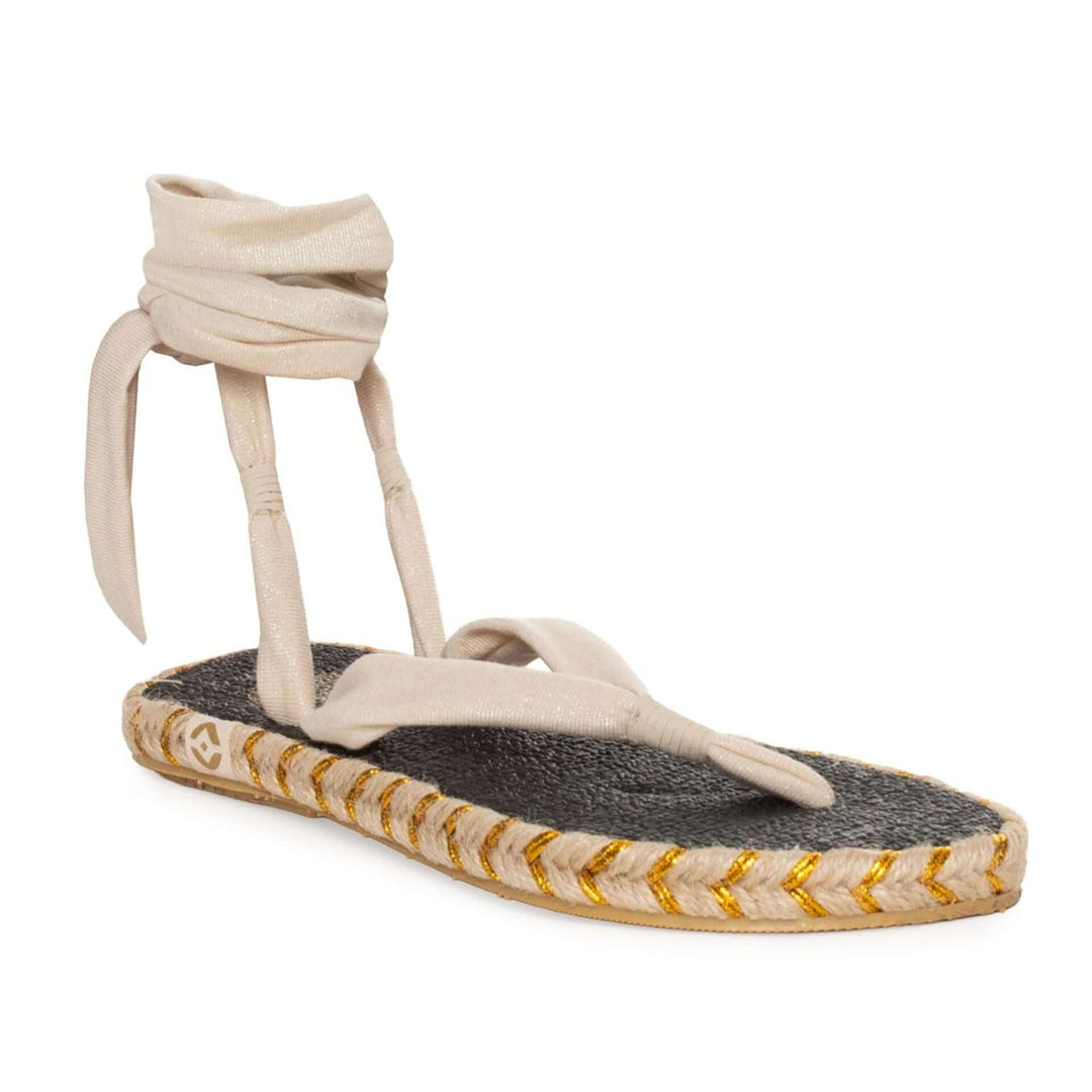 Nalho women's beige calf strap open toe Thong Sandals