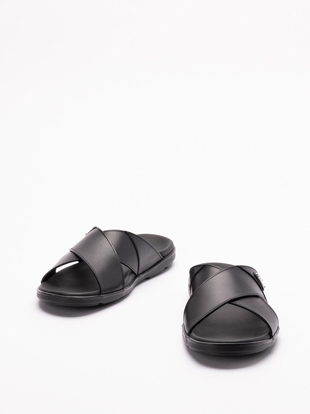 Prada Men Leather Crisscross Sandals
