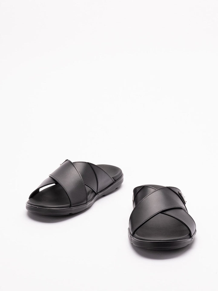Prada Men Leather Crisscross Sandals