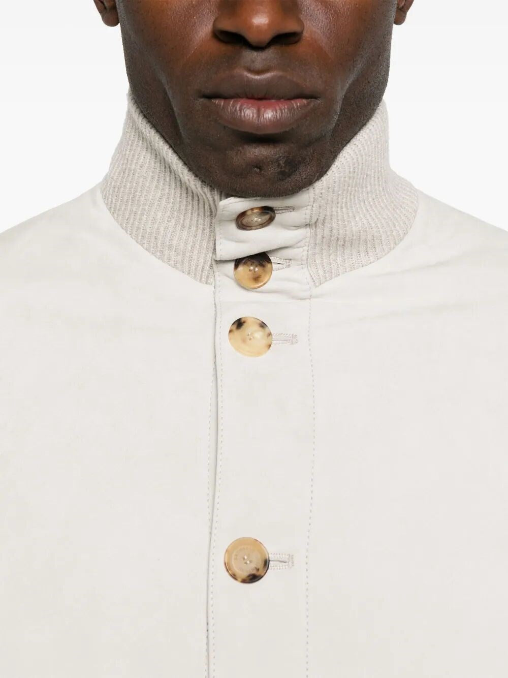 Brunello Cucinelli Men Padded Leather Jacket