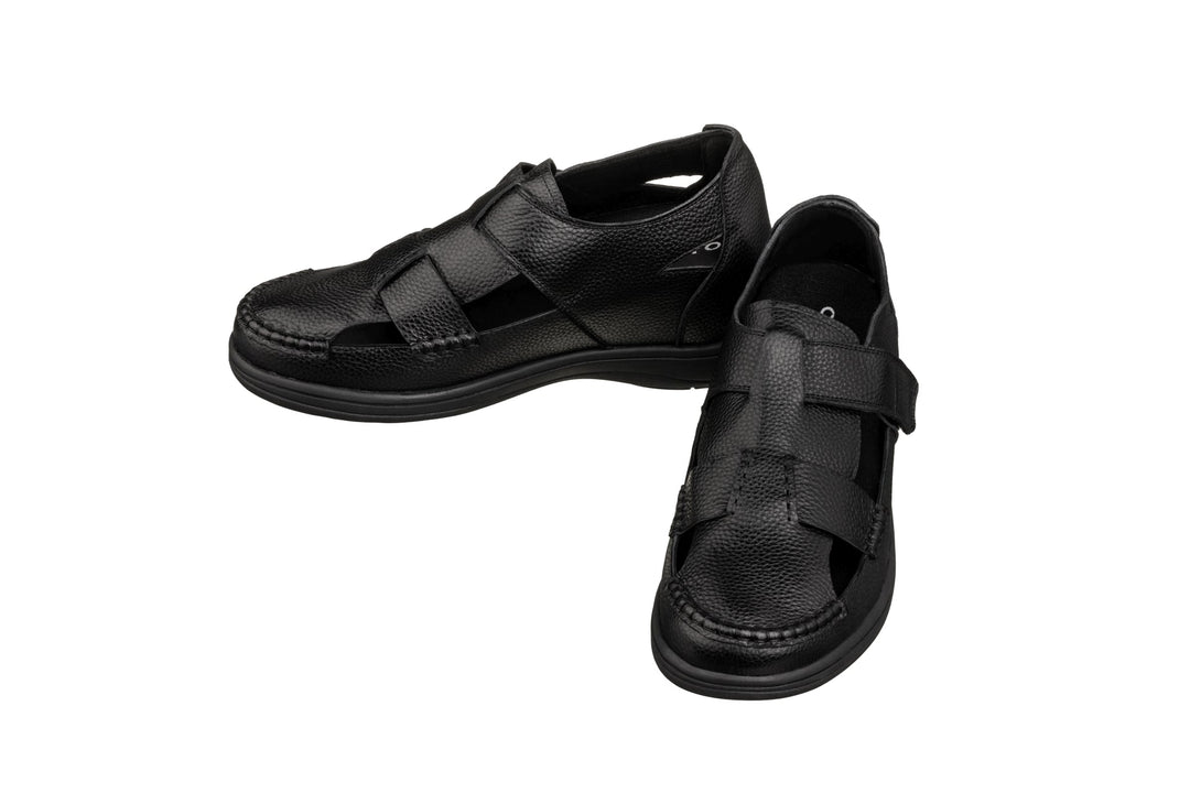 CALTO - K2661 - 3.2 Inches Taller (Black) - Casual Fisherman Sandal
