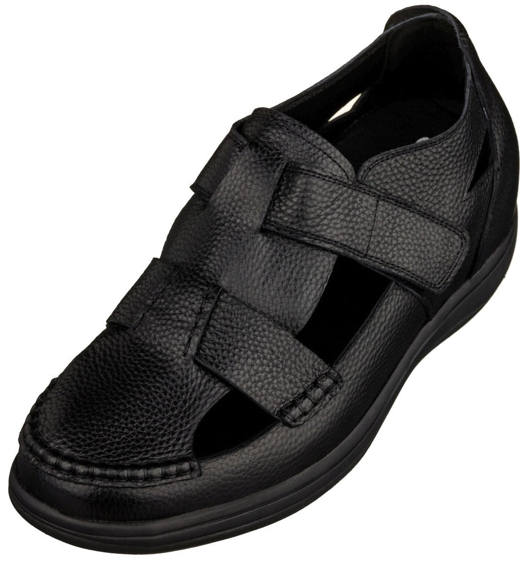 CALTO - K2661 - 3.2 Inches Taller (Black) - Casual Fisherman Sandal