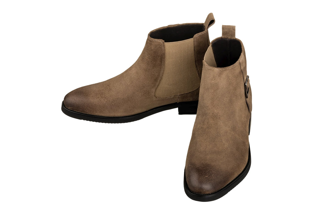 TOTO - K92083 - 3 Inches Taller (Nubuck Coffee Brown) - Chelsea Ankle Boots