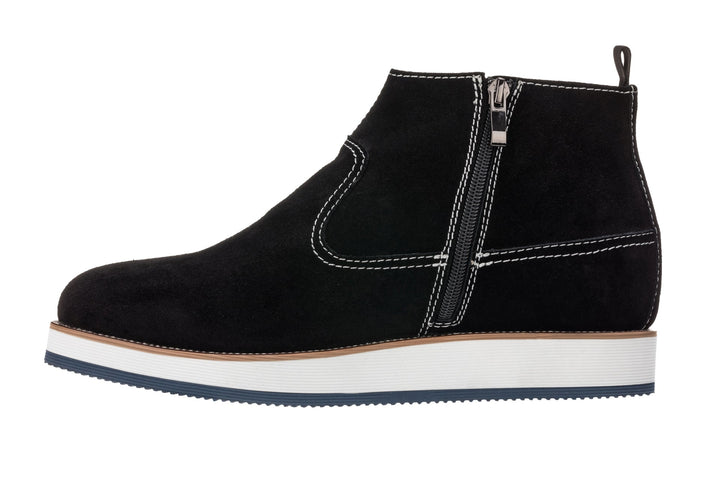 CALTO - Y30021 - 3 Inches Taller (Nubuck Black) - Zipper Boots