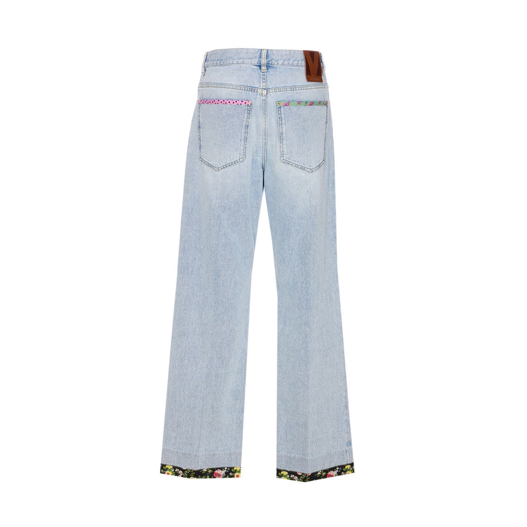 Valentino Garavani Women Embroidered Denim Pants