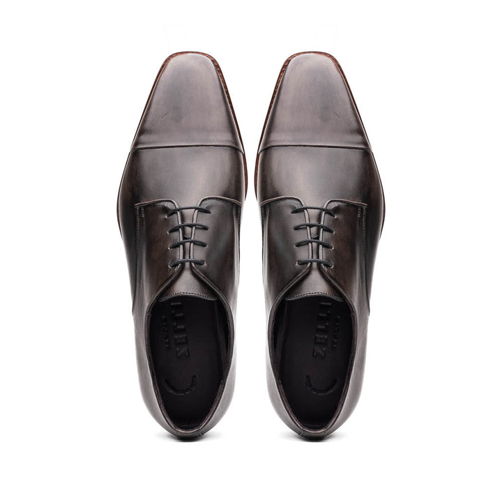 25-550-GRY ENZO Italian Calfskin Cap Toe Burnished Black