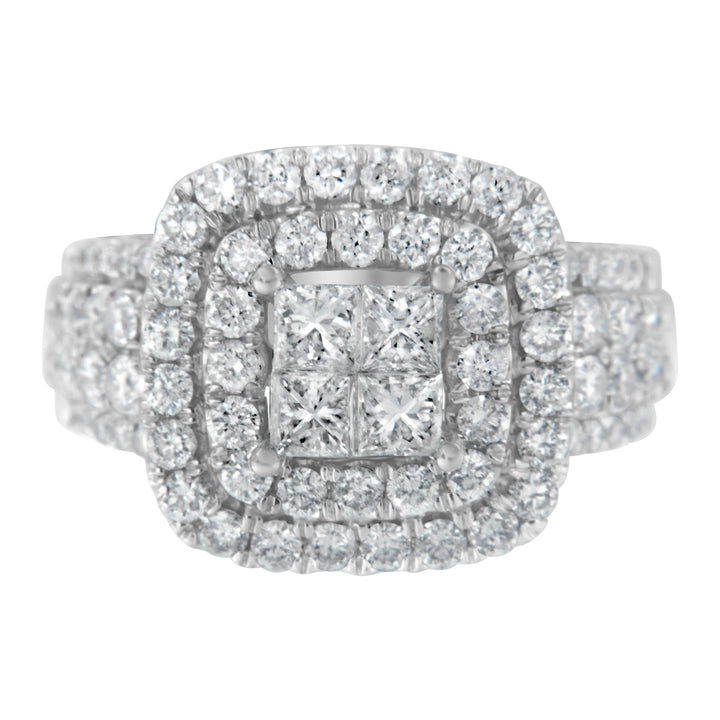 14KT White Gold Round and Princess Diamond Ring (2 1/4 cttw, H-I Color, SI1-SI2 Clarity)