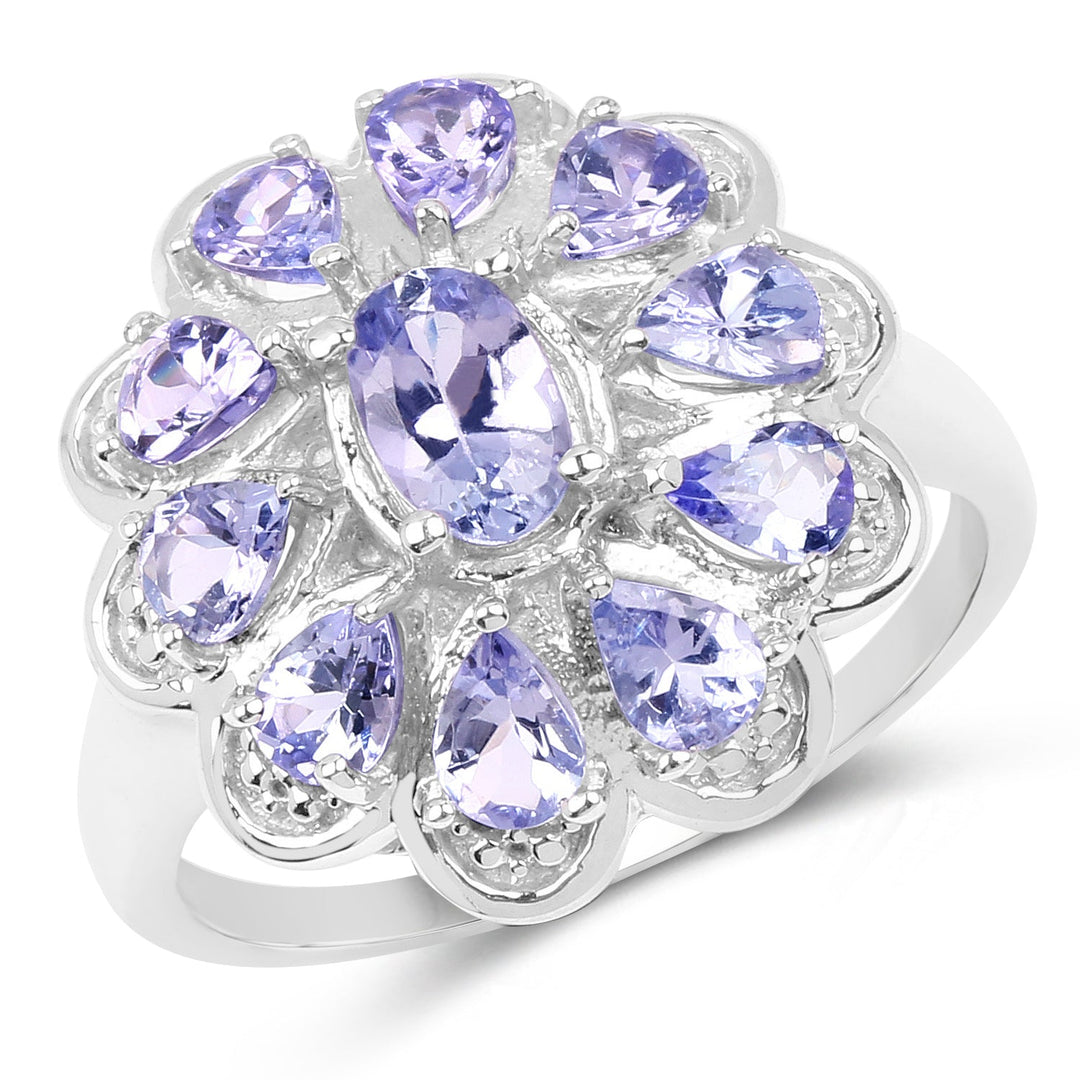 1.84 Carat Genuine Tanzanite .925 Sterling Silver Ring